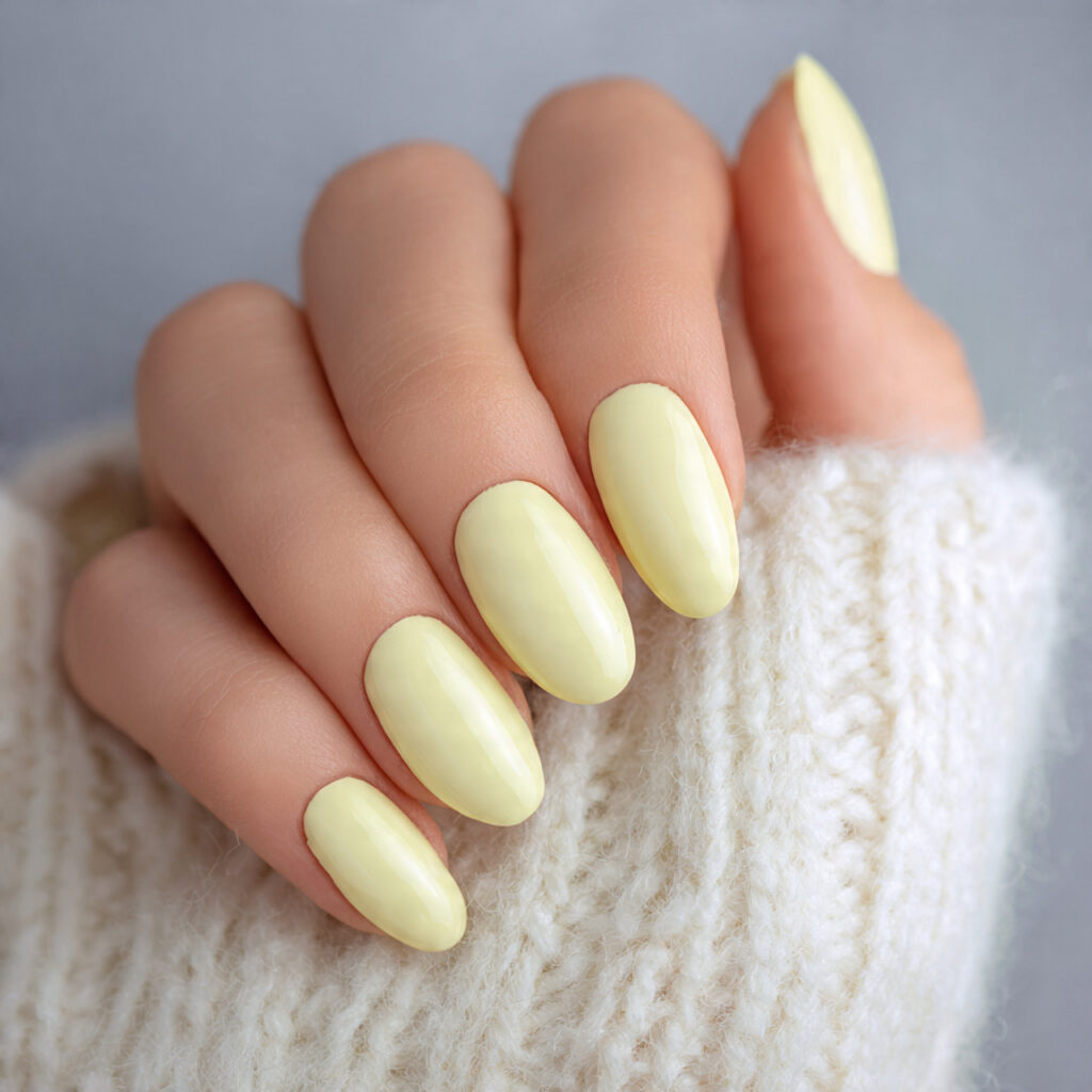 pale yellow nails embody soft buttery color
