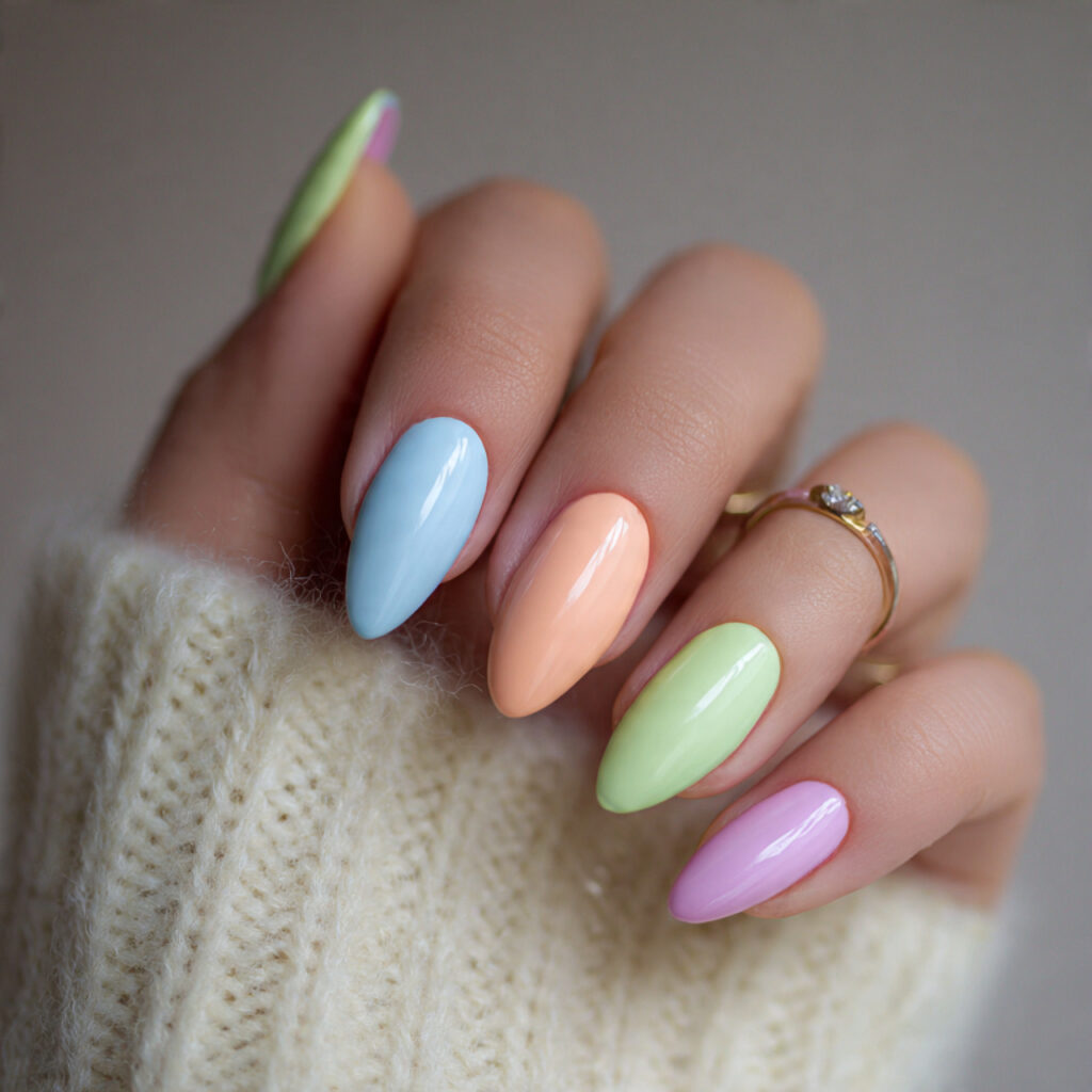 28 Pastel Valentine Nails Perfect for Soft Romantic Styles 12 pastel almond shape nails
