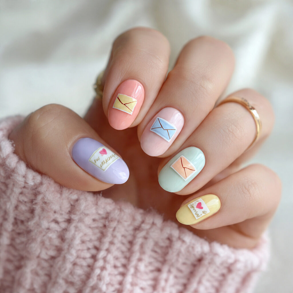 pastel love letter nails are inspired by