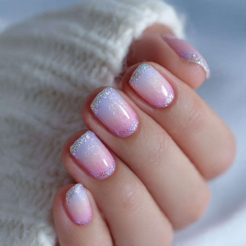 28 Pastel Valentine Nails Perfect for Soft Romantic Styles 25 pastel nails with micro glitter tips add