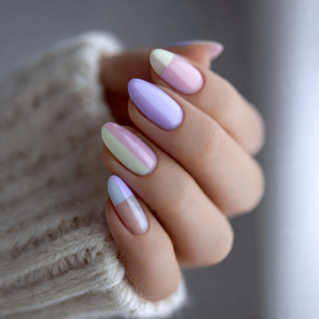 28 Pastel Valentine Nails Perfect for Soft Romantic Styles 23 pastel nails with negative space look modern