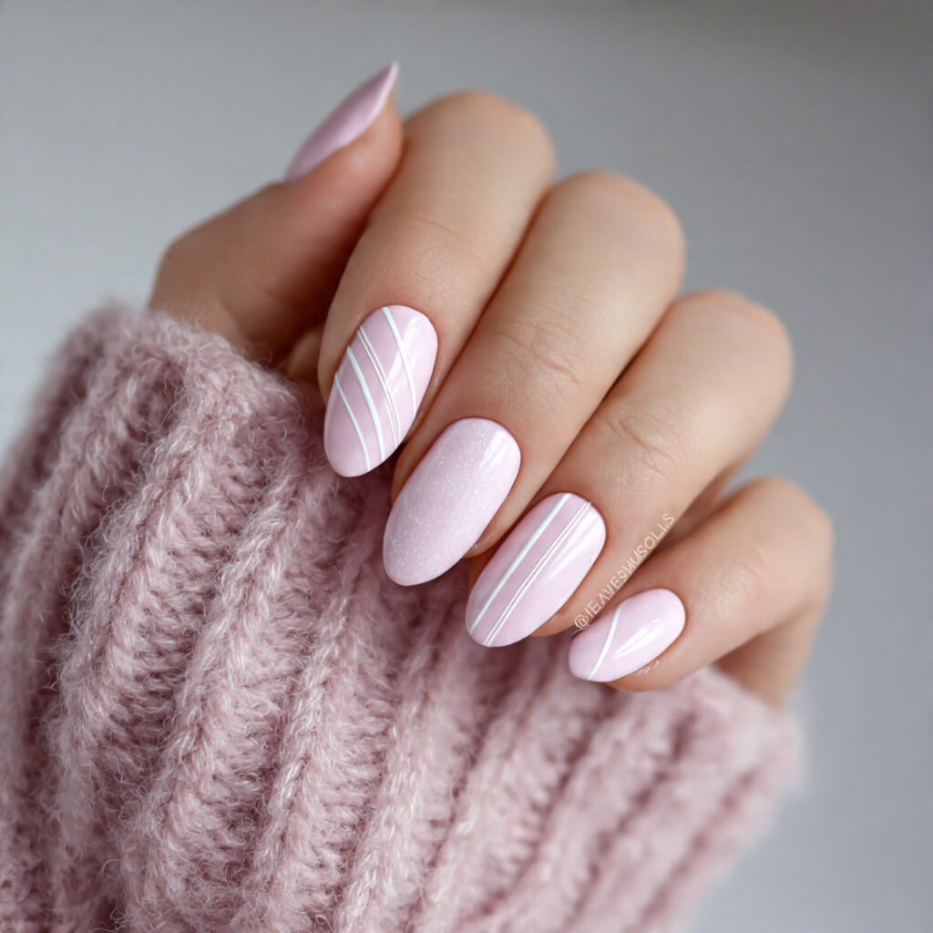 28 Pastel Valentine Nails Perfect for Soft Romantic Styles 26 pastel nails with soft white accents feel