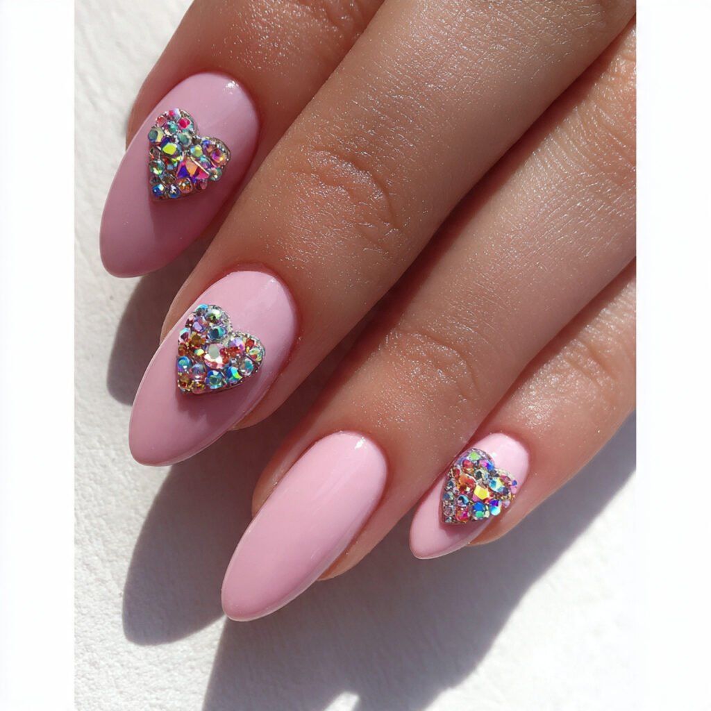 pastel pink valentine nails almond long create