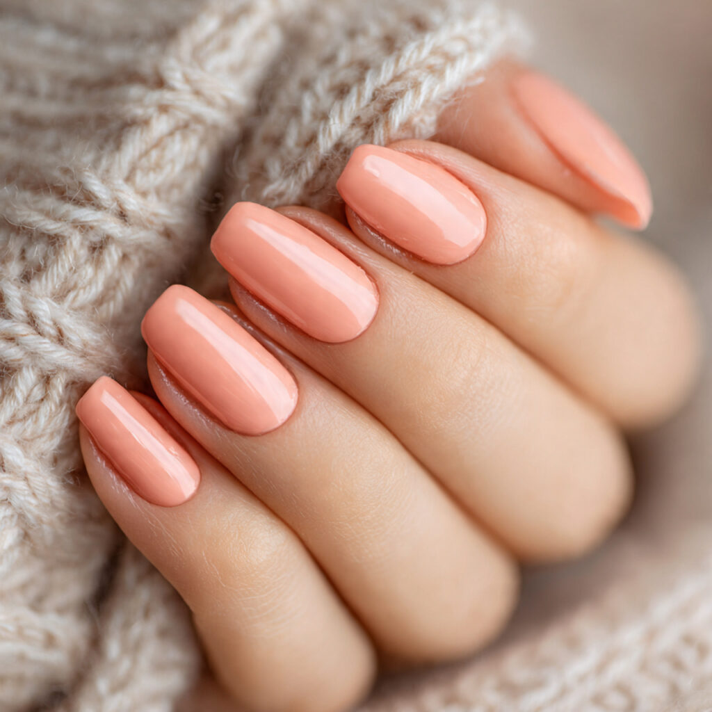 peach tone nails bring warmth and softness to