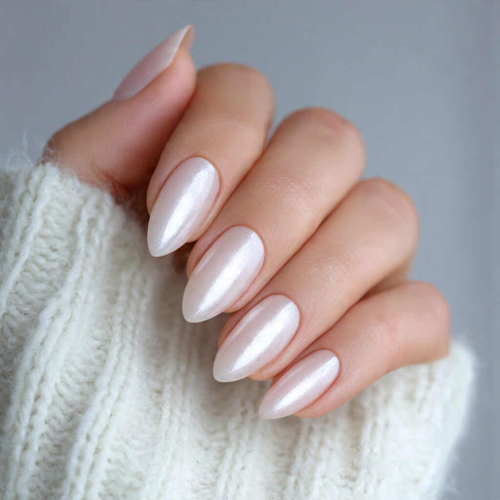 pearl finish almond valentine nails add soft