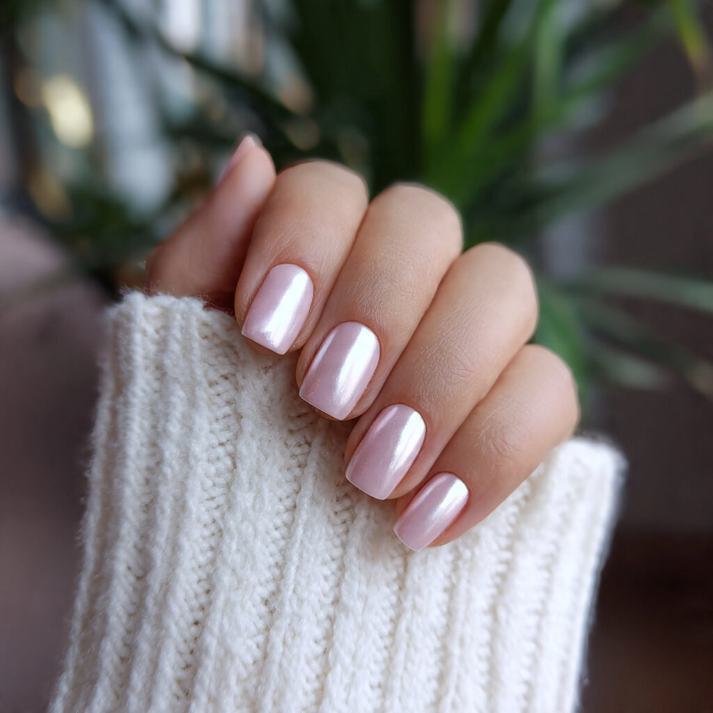 pearl finish short square valentine nails add