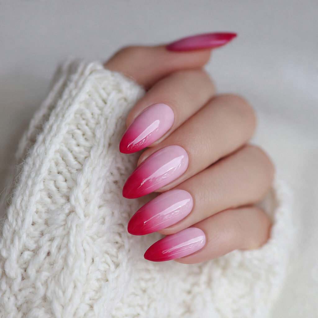 26 February Nail Trends Everyone Is Loving Right Now 25 pink and red ombre nails pin style