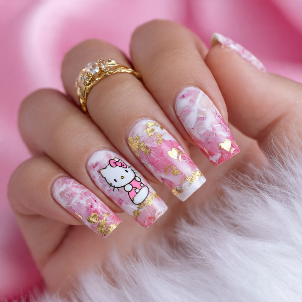 pink and white marble swirls as background