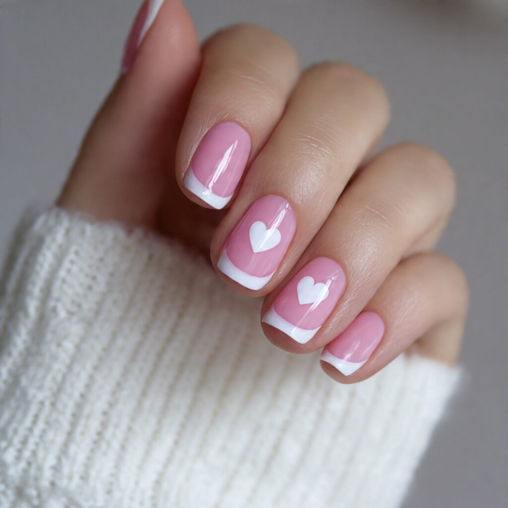 27 Heart Nail Designs for Romantic & Classy Nails 27 pink french tips feel soft and classic