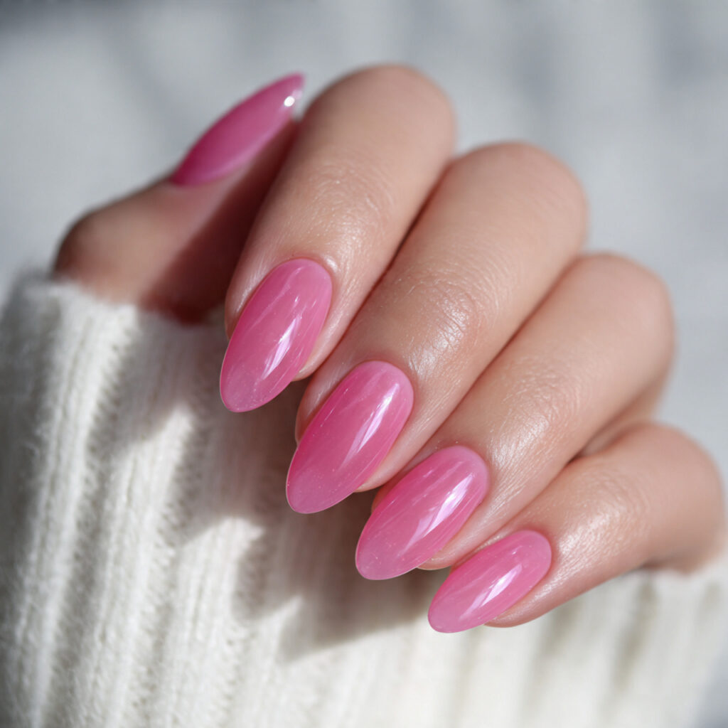pink jelly polish creating translucent valentine nails