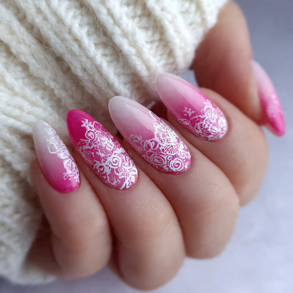 pink ombre valentine nails almond long create