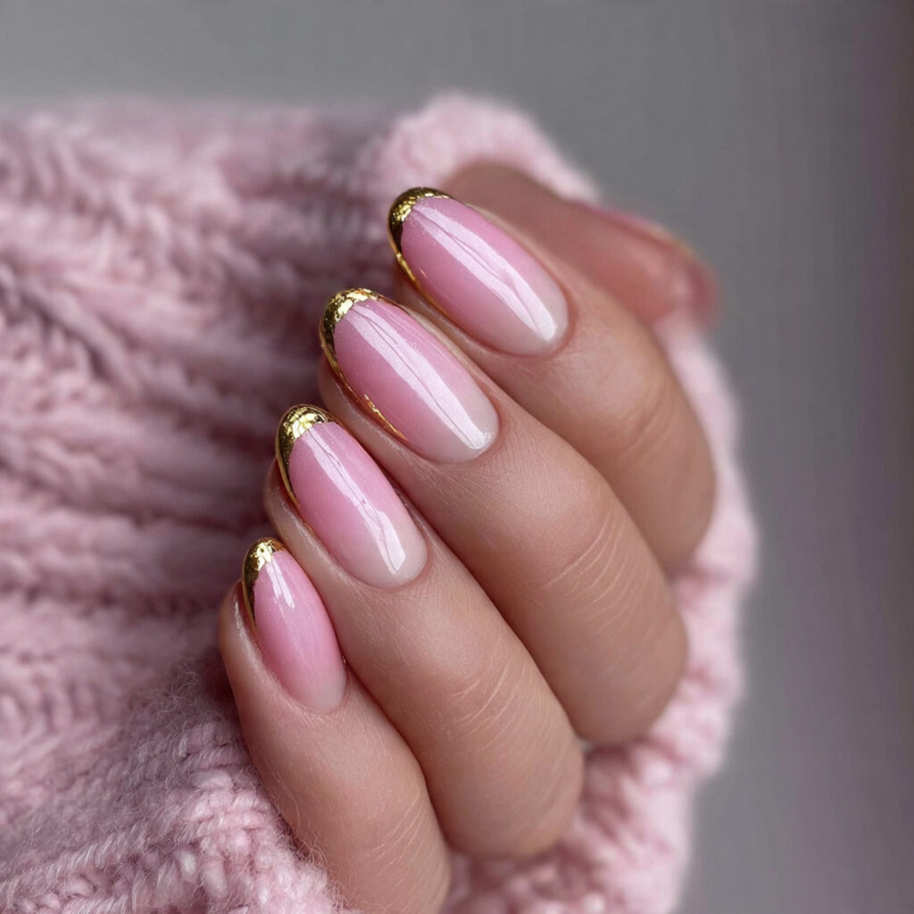 pink ombre with gold tips creates dimensional
