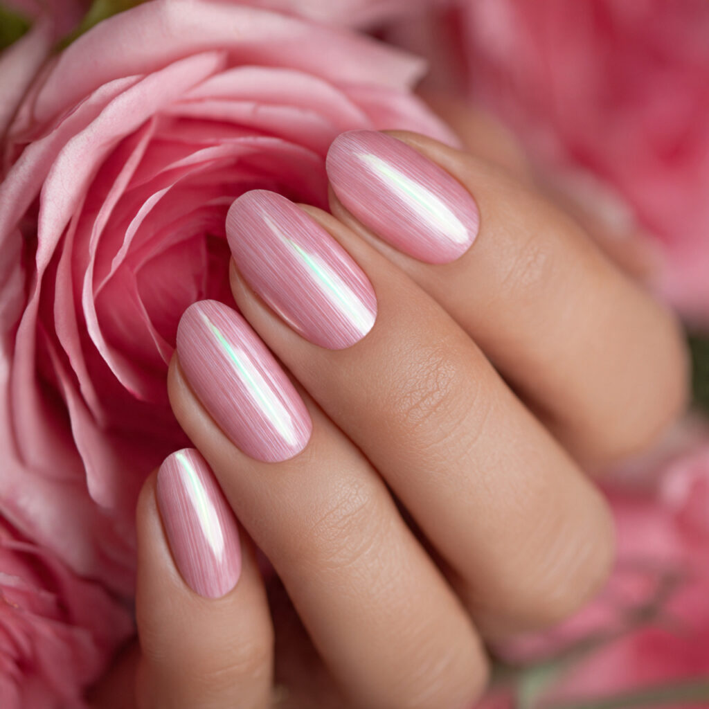 pink rose cat eye nails capture the