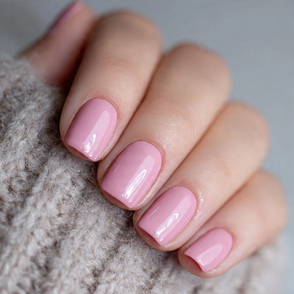 pink short square valentine nails offer a