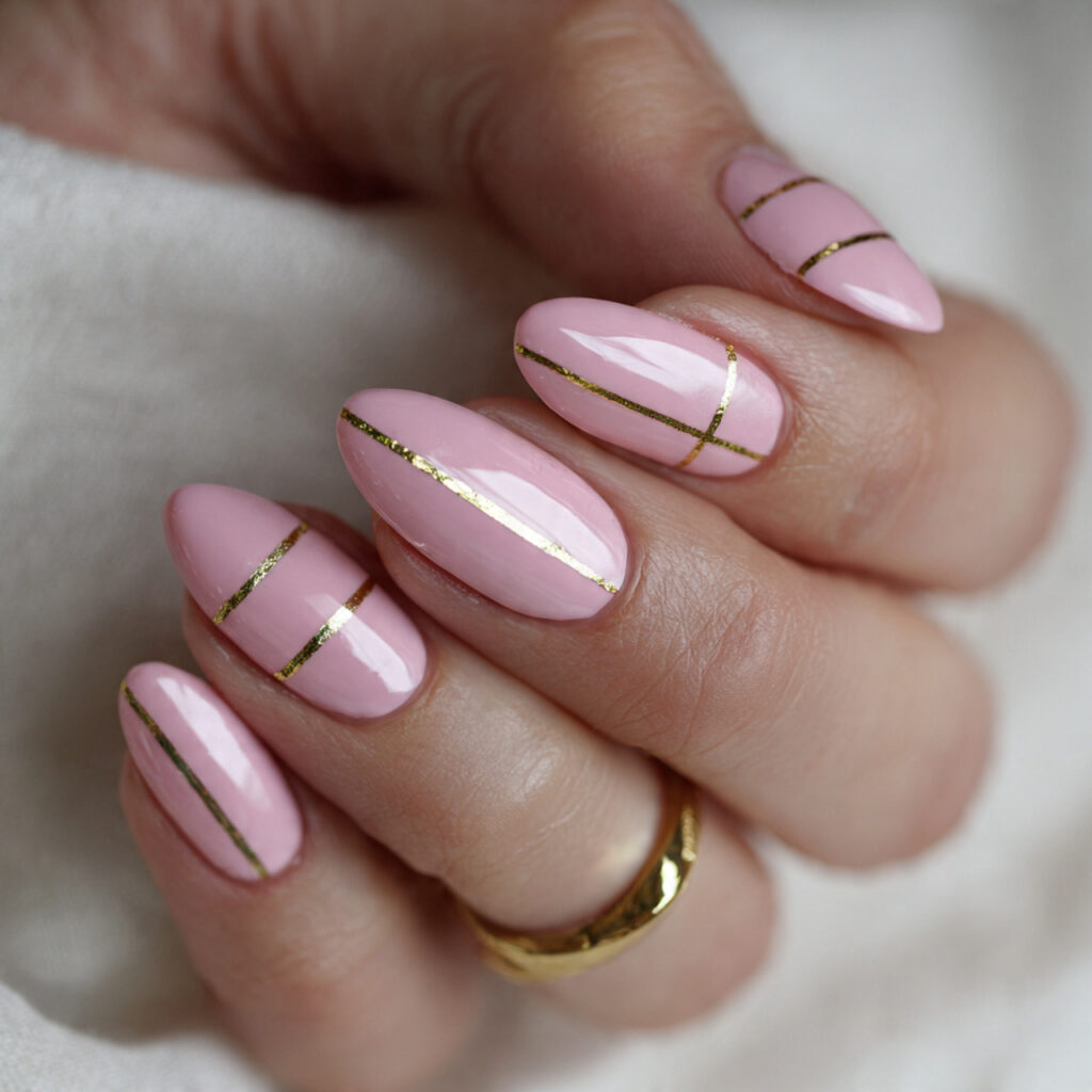 pink with gold striping creates elegant valentine