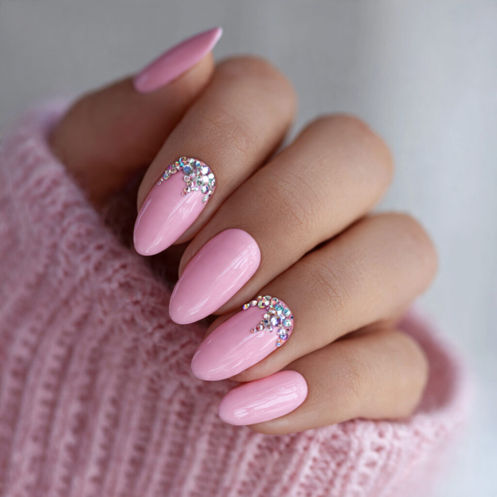 pink with rhinestone details creates glamorous valentine