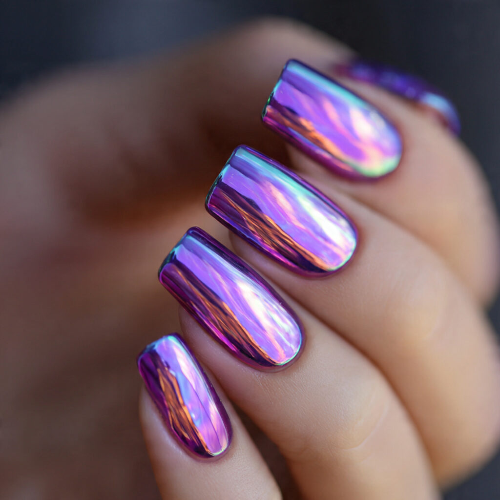 purple aurora nails capture ethereal northern lights