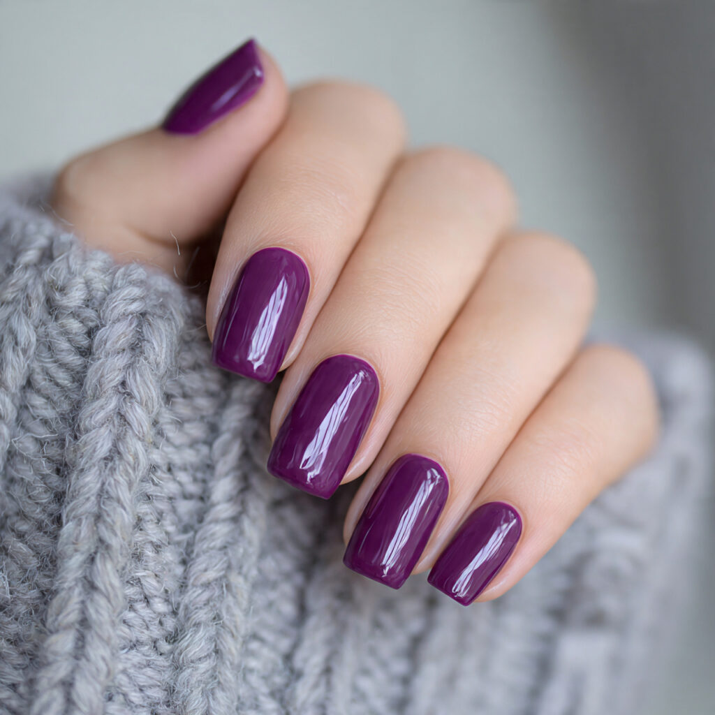 purple nails paired with a base create