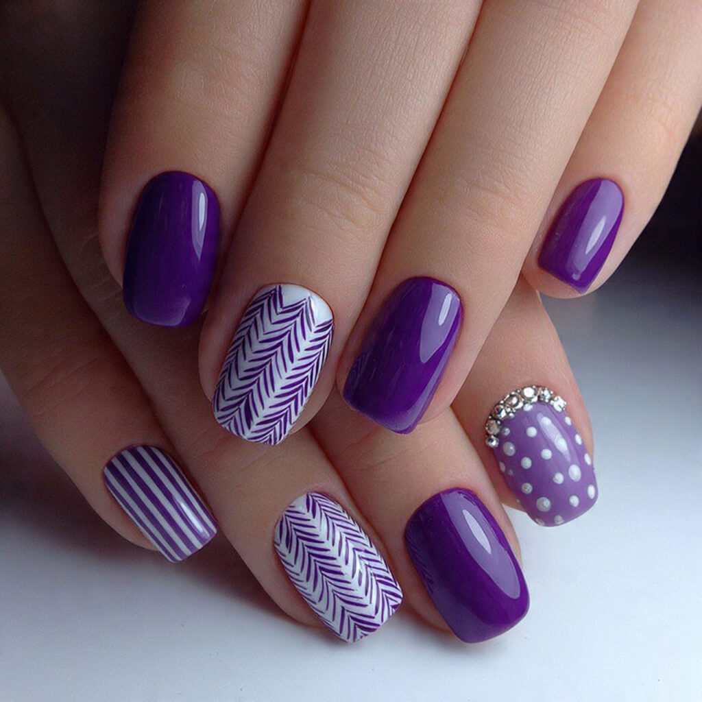 purple nails with elegant minimal patterns elegant