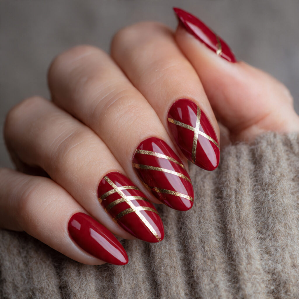red and gold striping creates elegant valentine