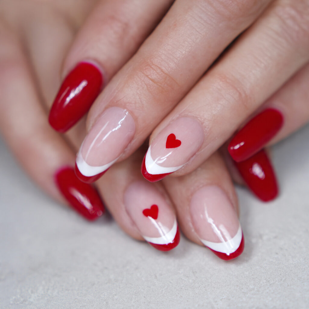 red heart french tip coffin nails blend