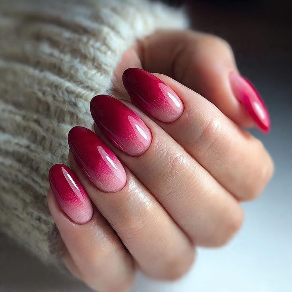 red ombre nails blend shades smoothly for