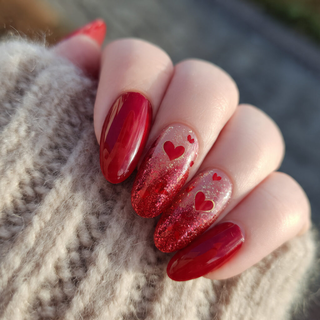 26 Red Valentine Nails Perfect for Short & Classy Designs 19 red valentine nails with subtle glitter overlay