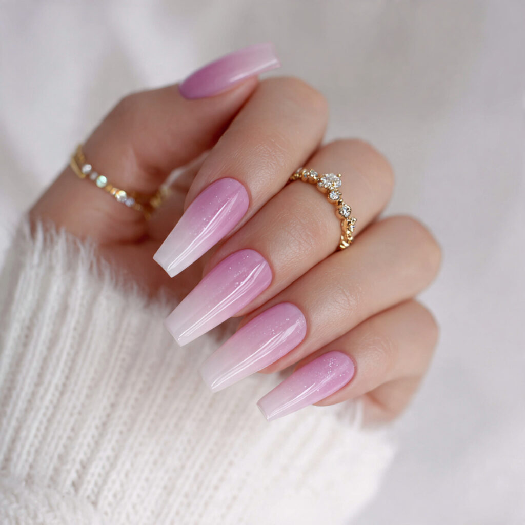 romantic french ombre nails pin style with
