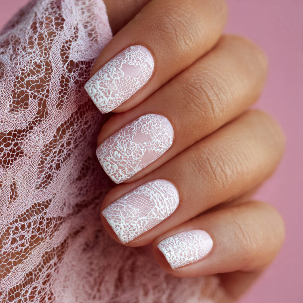 romantic lace details feature intricate white or