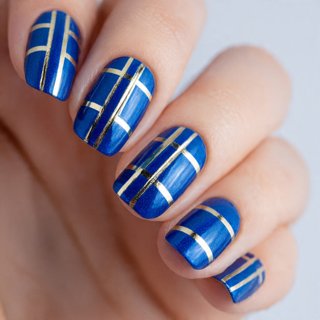 royal blue with gold stripes creates a
