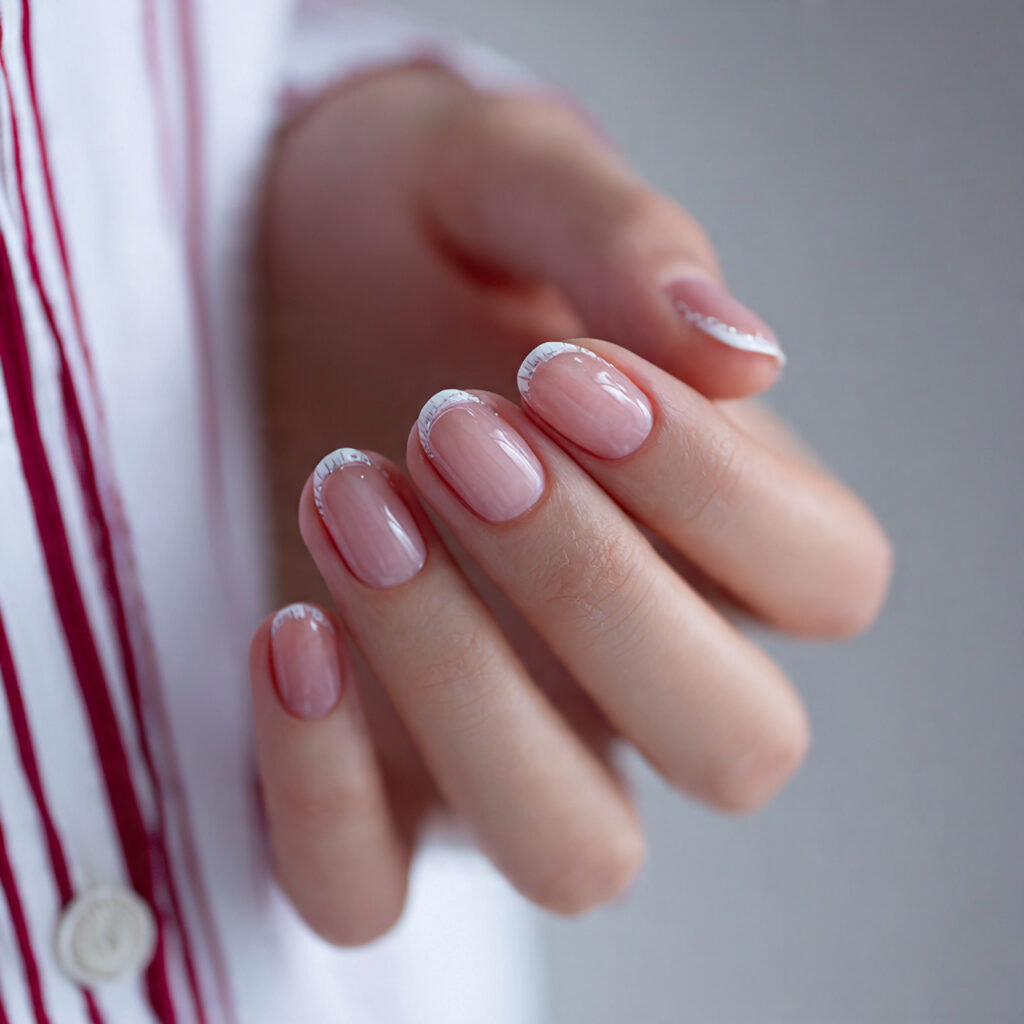 sheer clean valentine nails focus on a