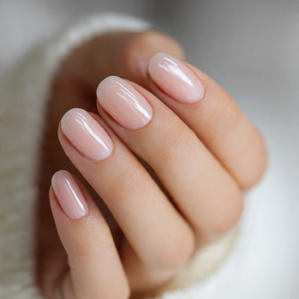 sheer nails with a gloss finish feel