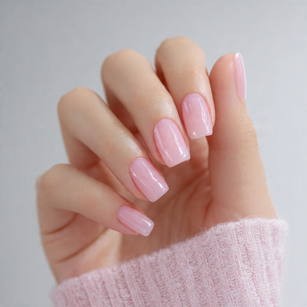 sheer pink jelly nails offer a translucent