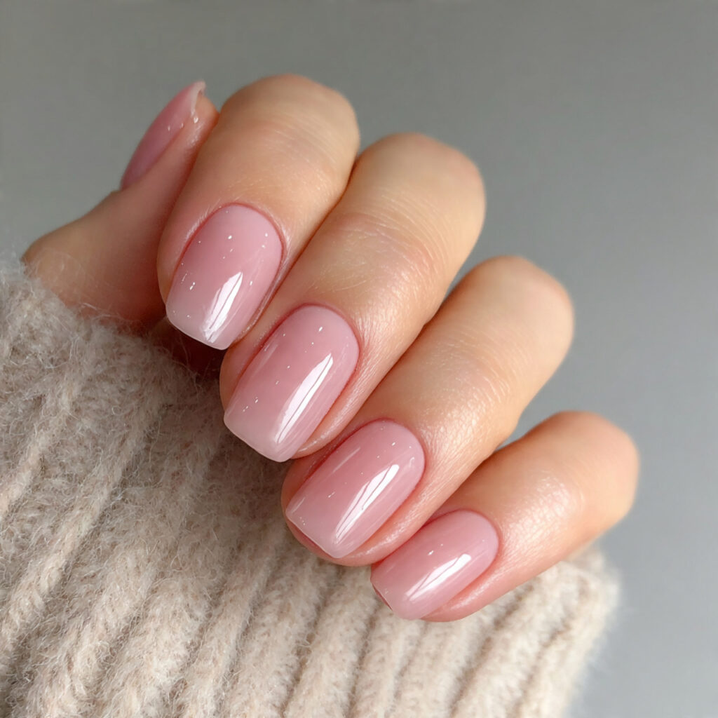 sheer pink nails that look natural and