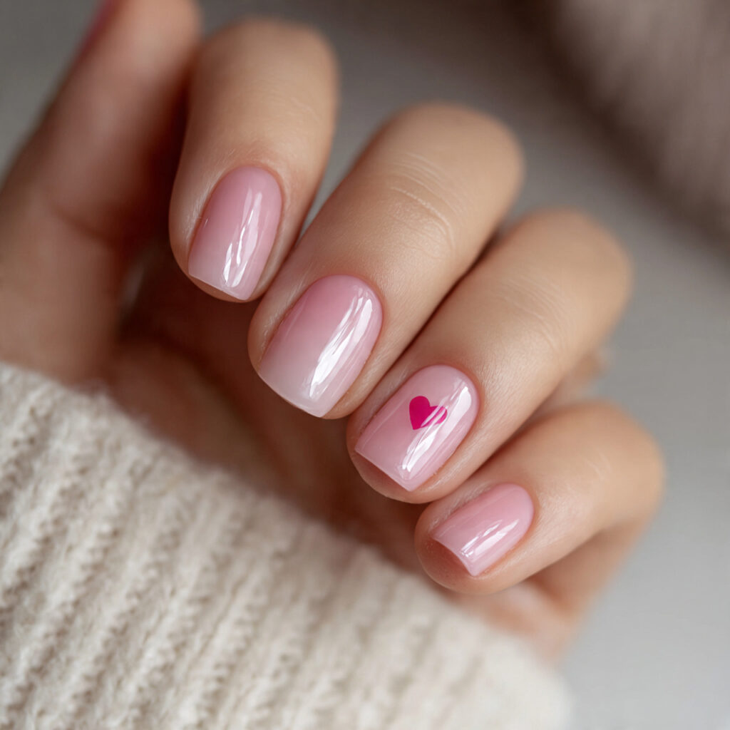 sheer pink short square valentine nails focus