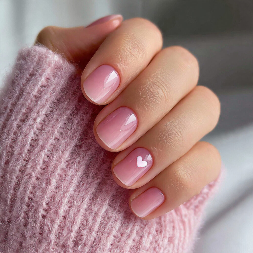 sheer pink short valentine nails are the