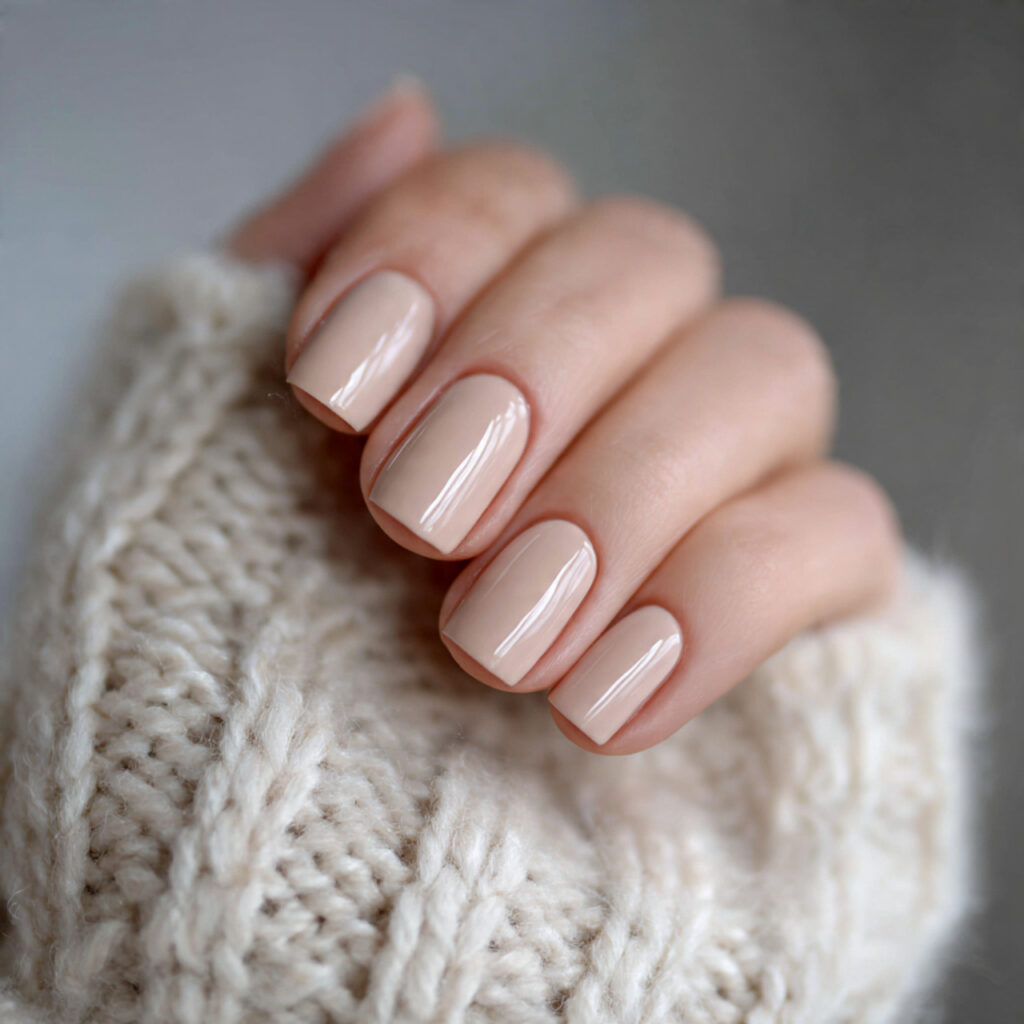 short beige january nails look neat clean