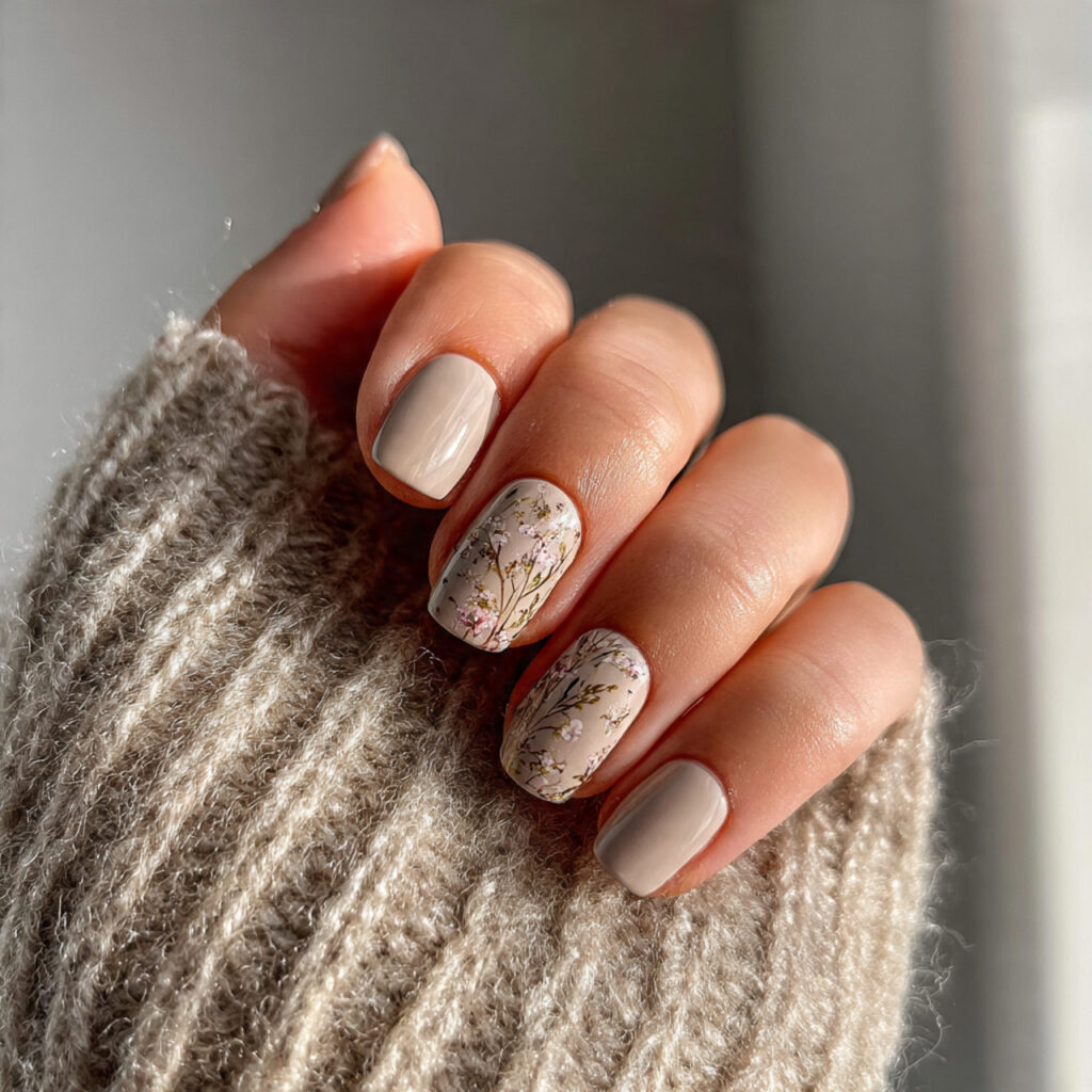 short beige nails