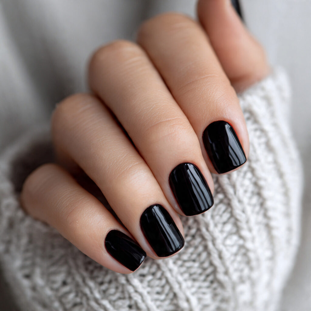25 Black Nail Ideas That Look Bold, Chic, and Timeless 4 short black clean nails focus on structure