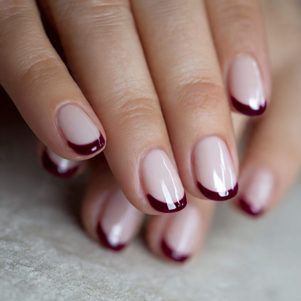 short burgundy french tips modernize classic french