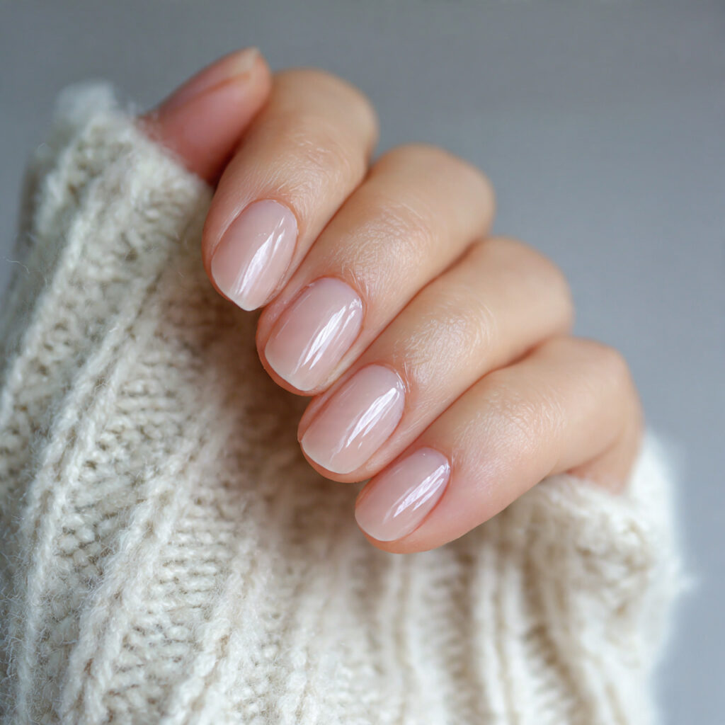 short clean nails with a clear finish