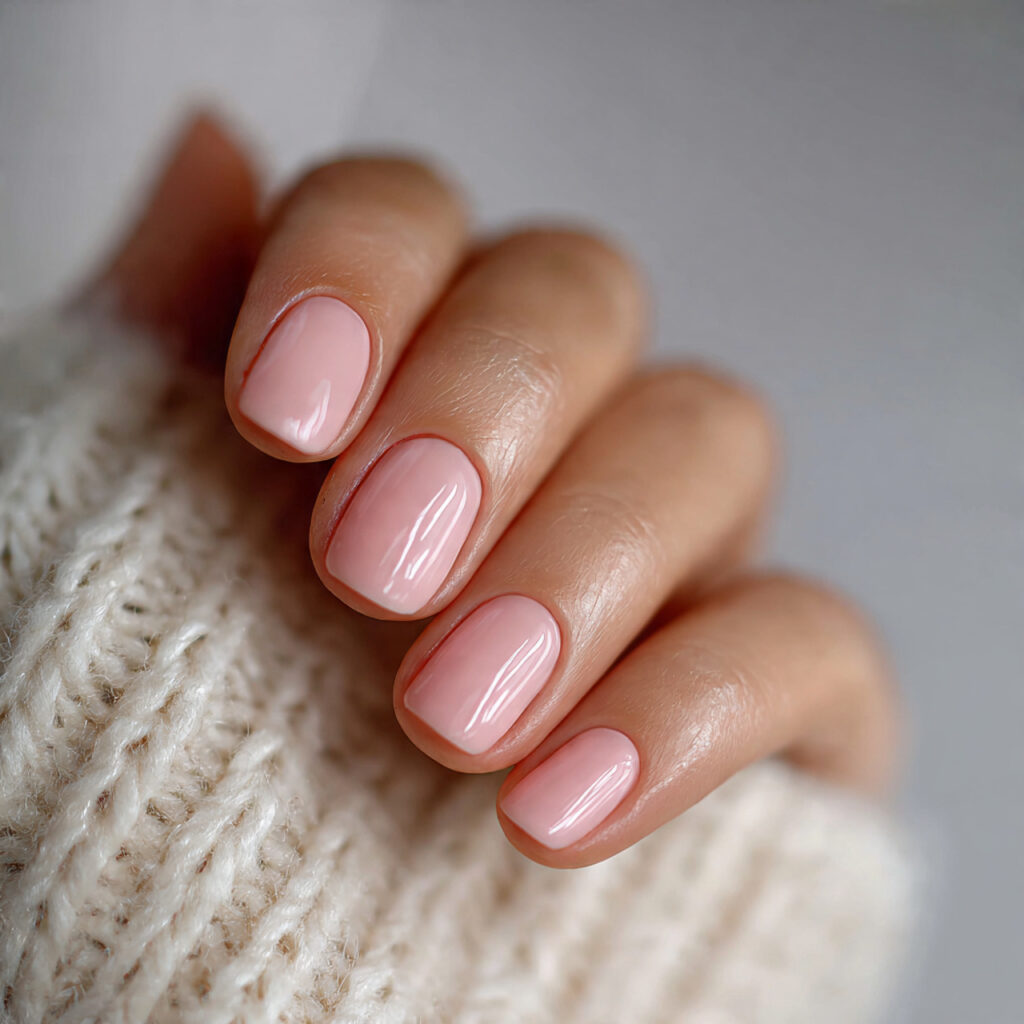 short glossy natural nails