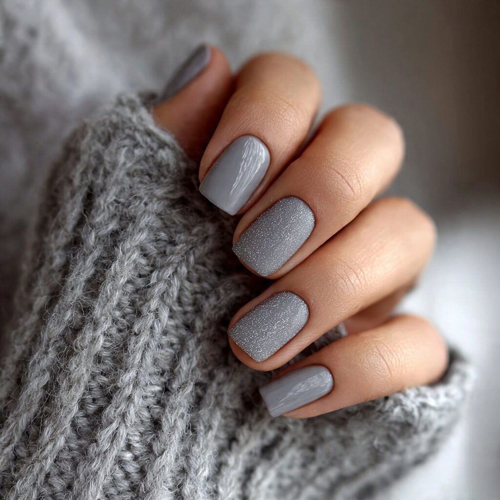 short grey january nails look neat clean