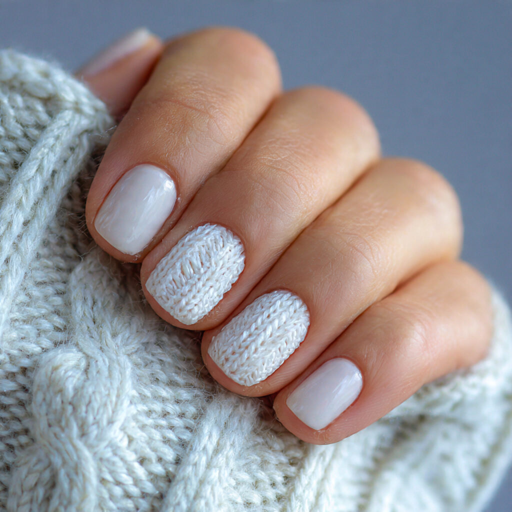 27 Cozy January Nails Perfect for Short & Classy Designs 16 short january nails with minimal knit texture