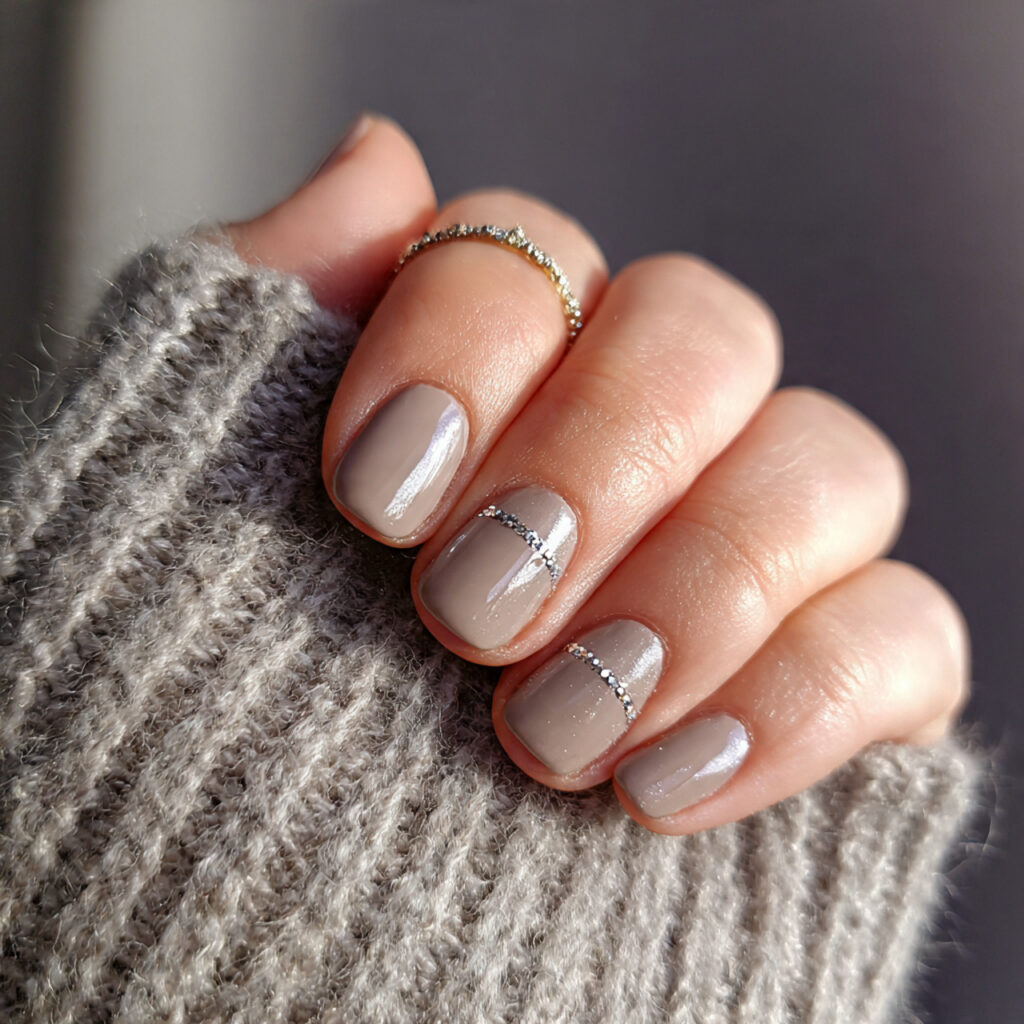 short january nails with one silver accent