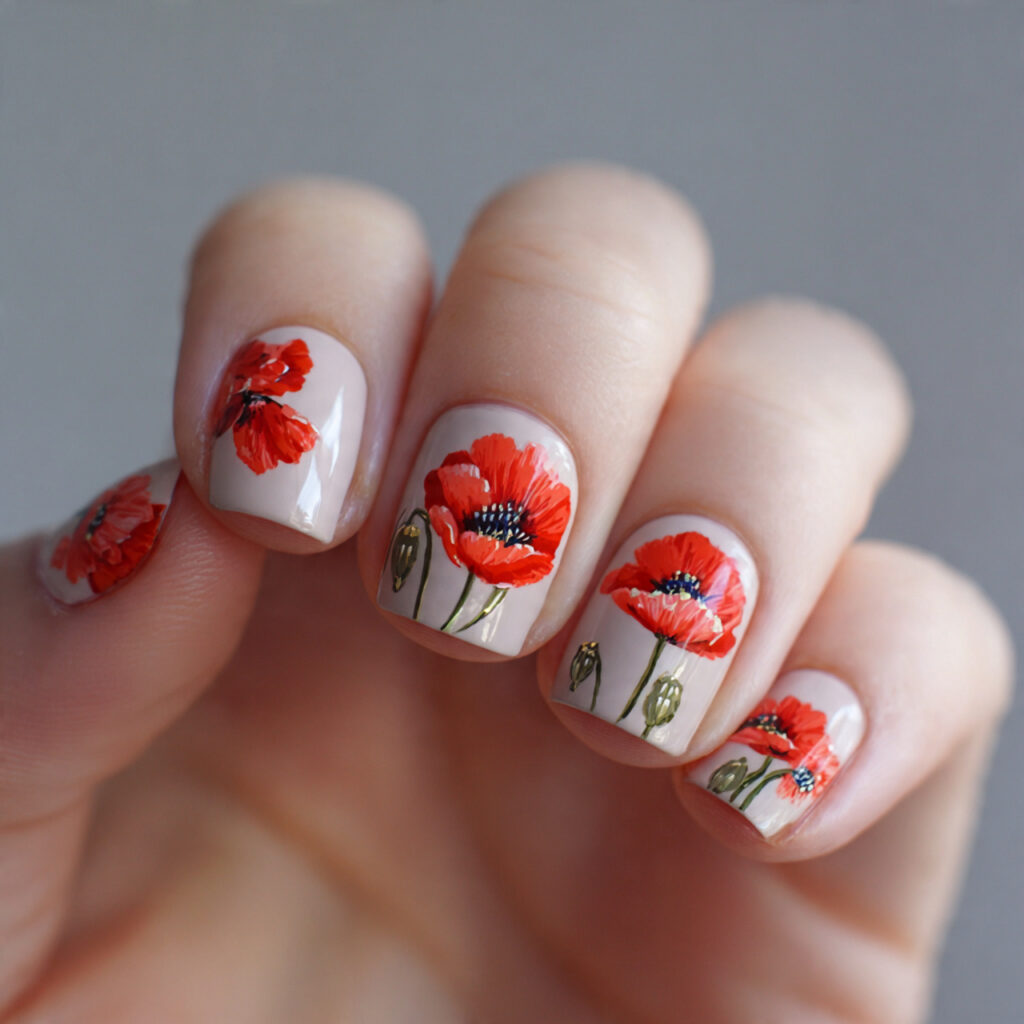 short nail poppy designs