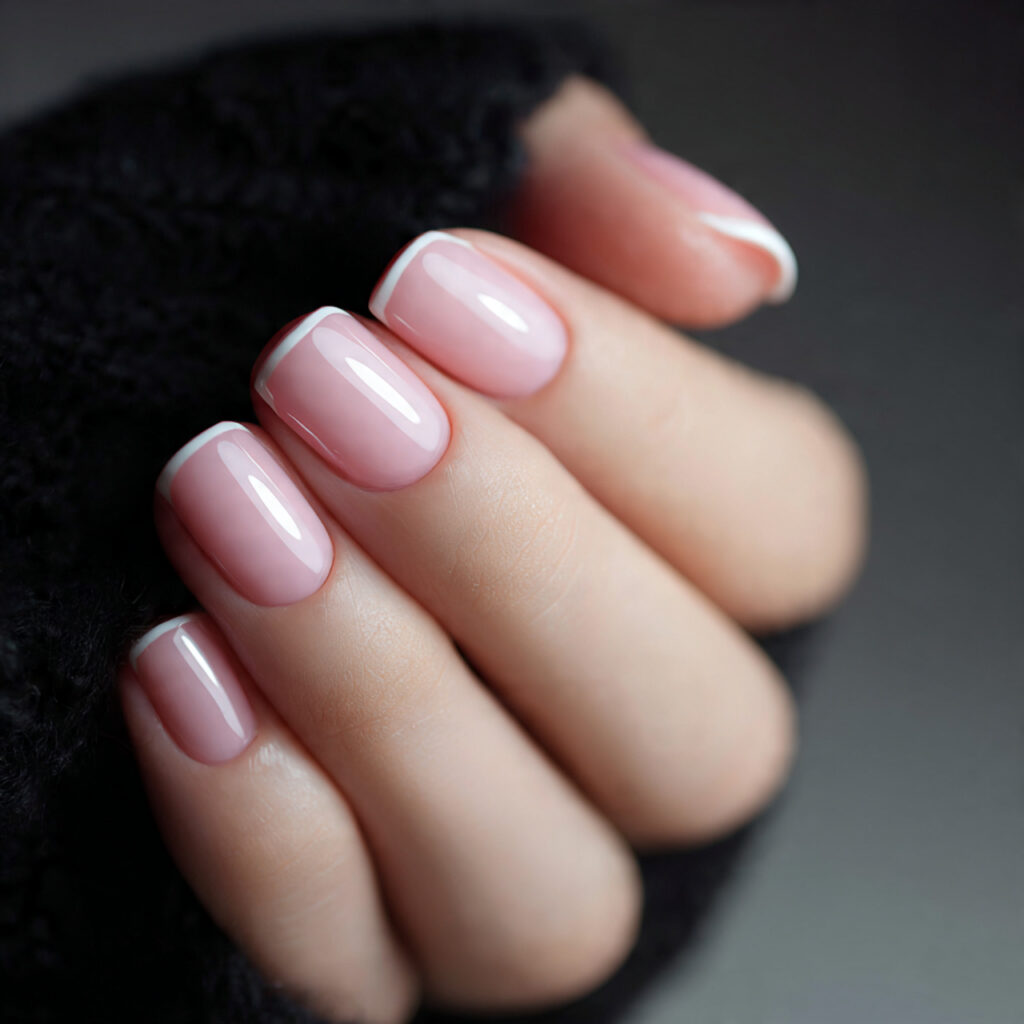 short nails with a gloss accent