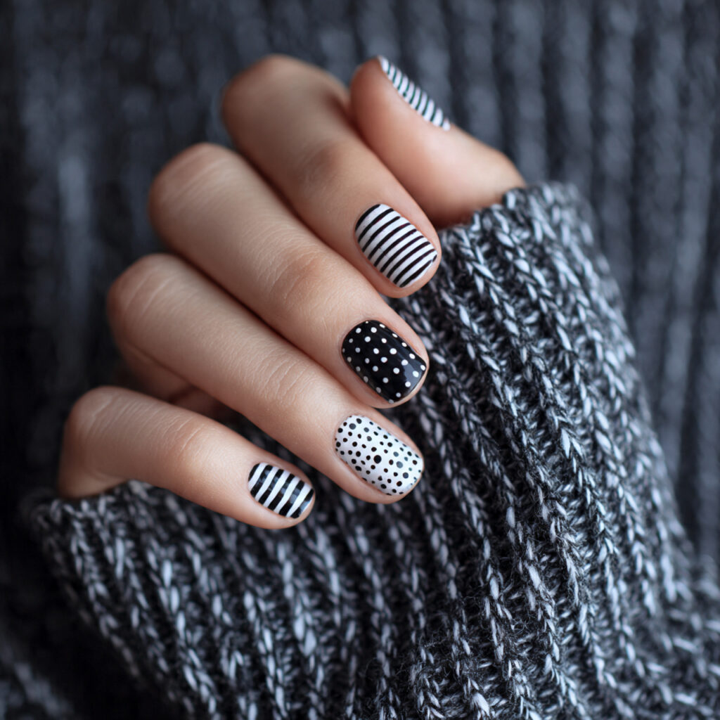 short nails with a minimal pattern touch
