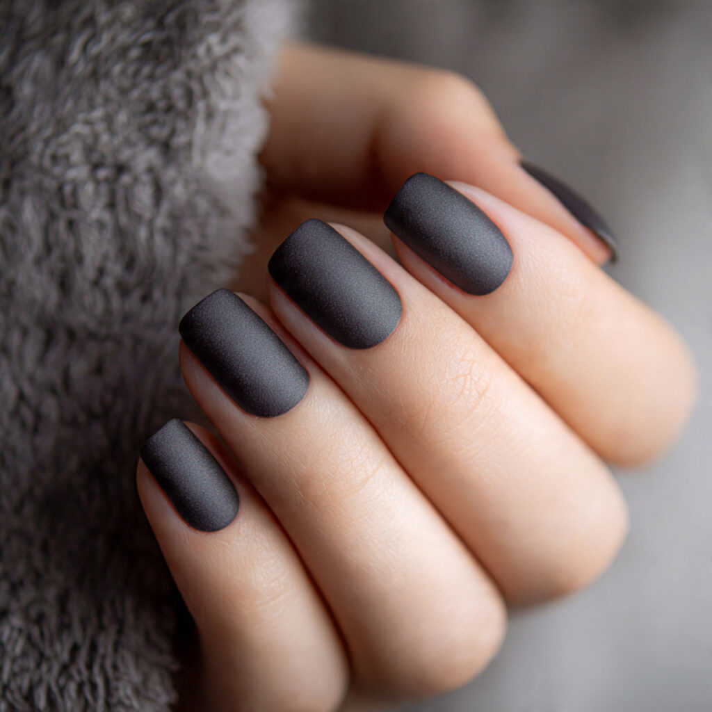 short nails with a satin finish feel