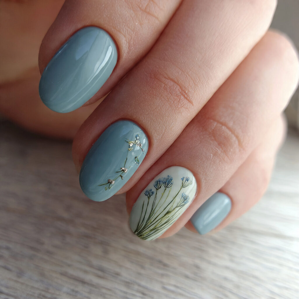 short nails with a single fine detail